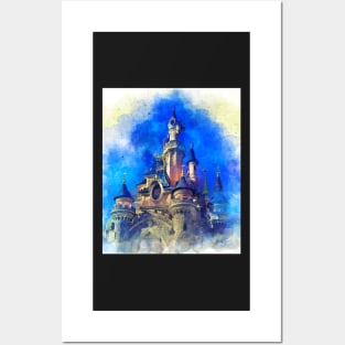 Fantasy castle - Watercolor artwork Posters and Art